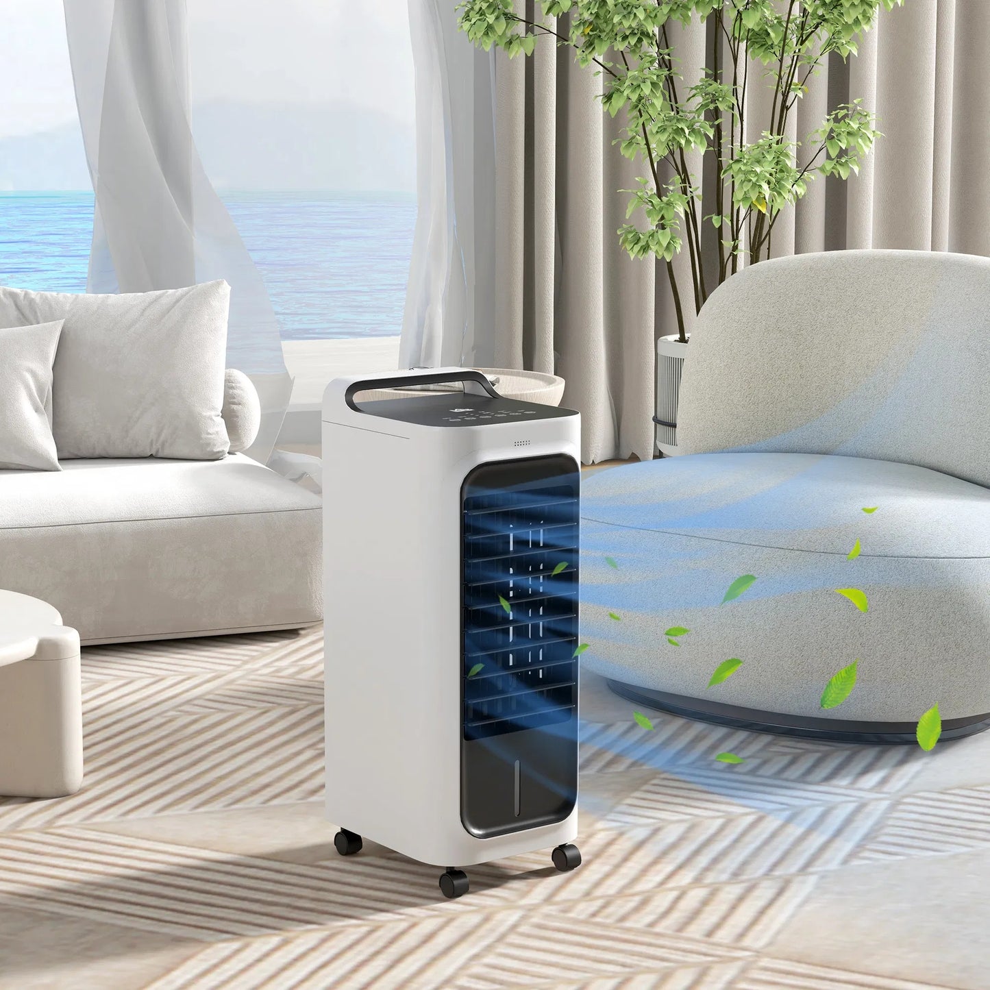 HOMCOM Evaporative Air Cooler With Ice Packs, 3-In-1 Ice Cooling Fan, Portable Swamp Cooler With Water Tank, Timer, Oscillating, Remote, For Home Office Bedroom