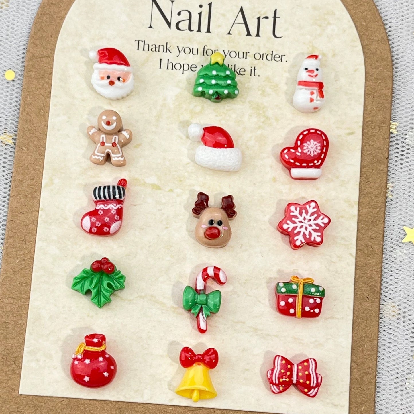 Christmas Nail Art Accessories--15 Christmas Elements  30 pieces