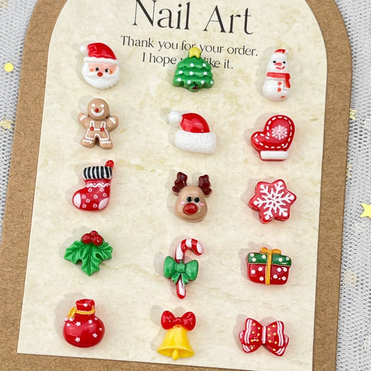 Christmas Nail Art Accessories--15 Christmas Elements  30 pieces