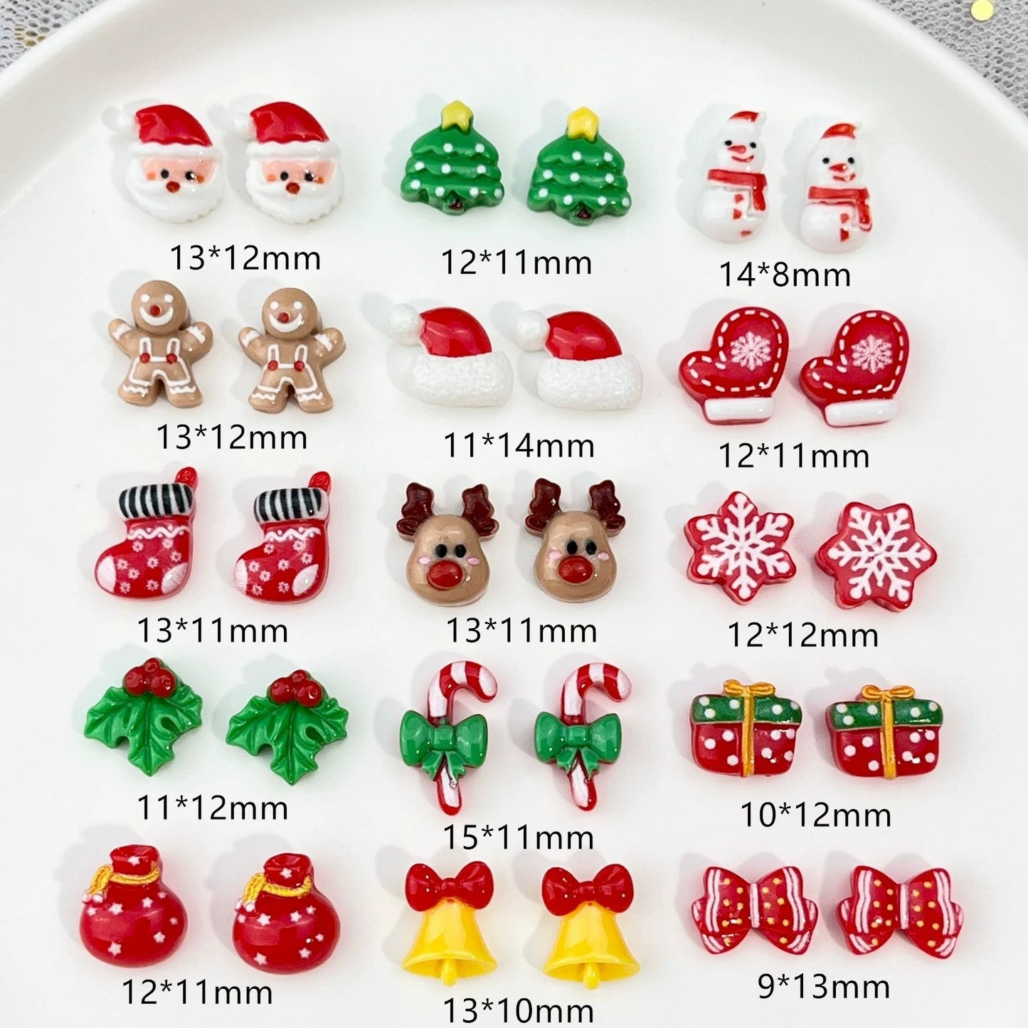 Christmas Nail Art Accessories--15 Christmas Elements  30 pieces