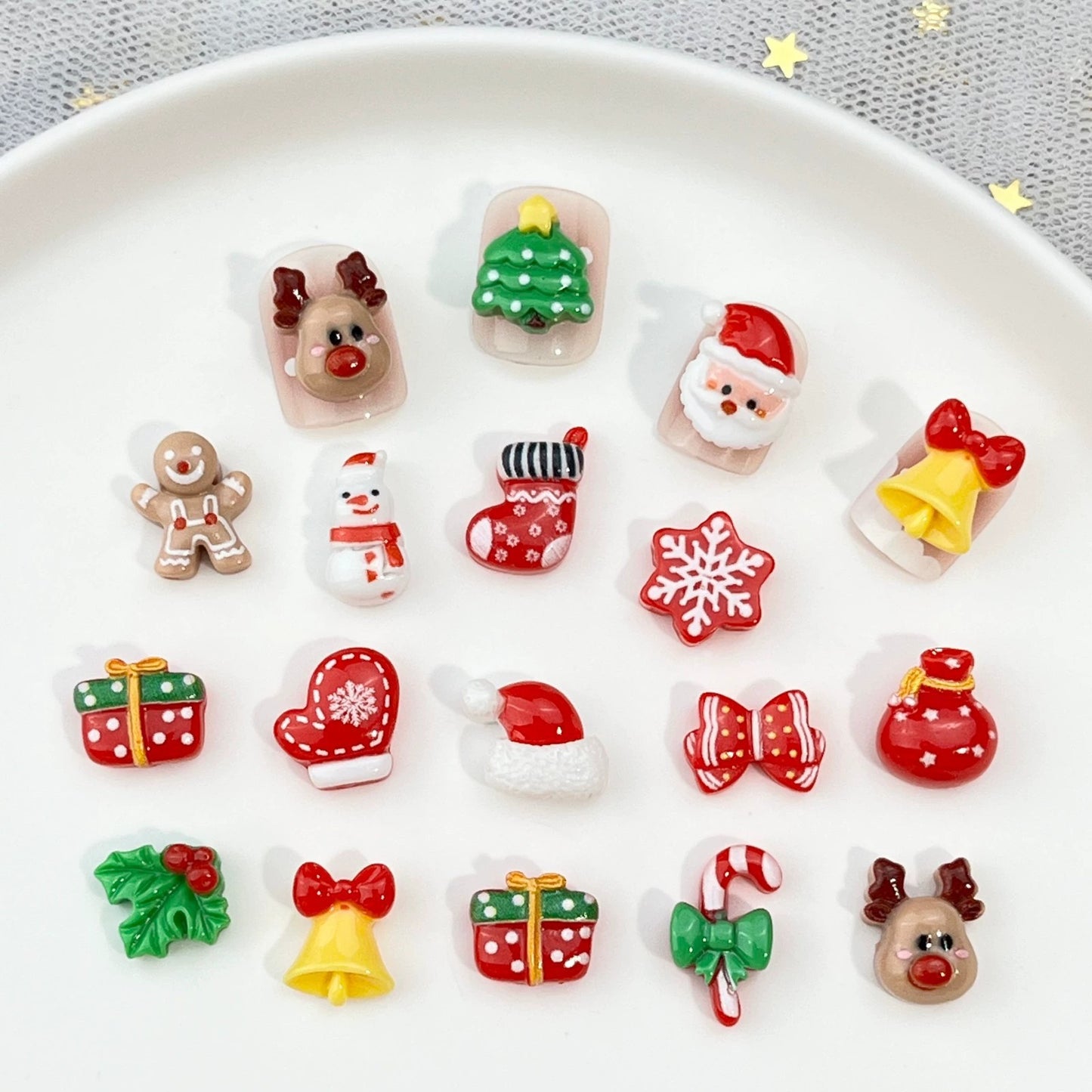 Christmas Nail Art Accessories--15 Christmas Elements  30 pieces