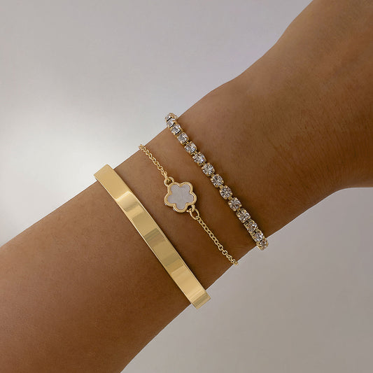 Pentalobe Bracelet Set of Three: Minimalist Geometric Design