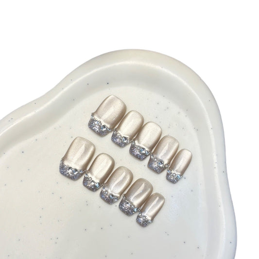 Glitter French Tip Press-On Nails