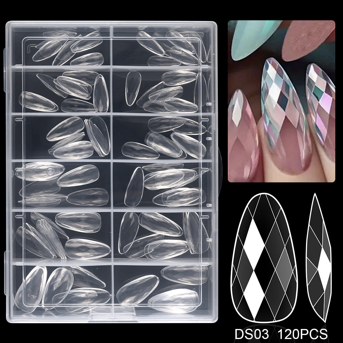 Diamond-Shaped Nail Tips 120p