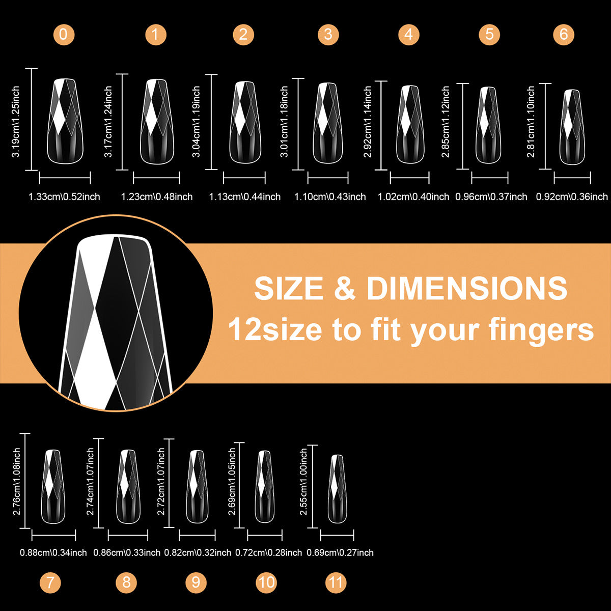 Diamond-Shaped Nail Tips 120p