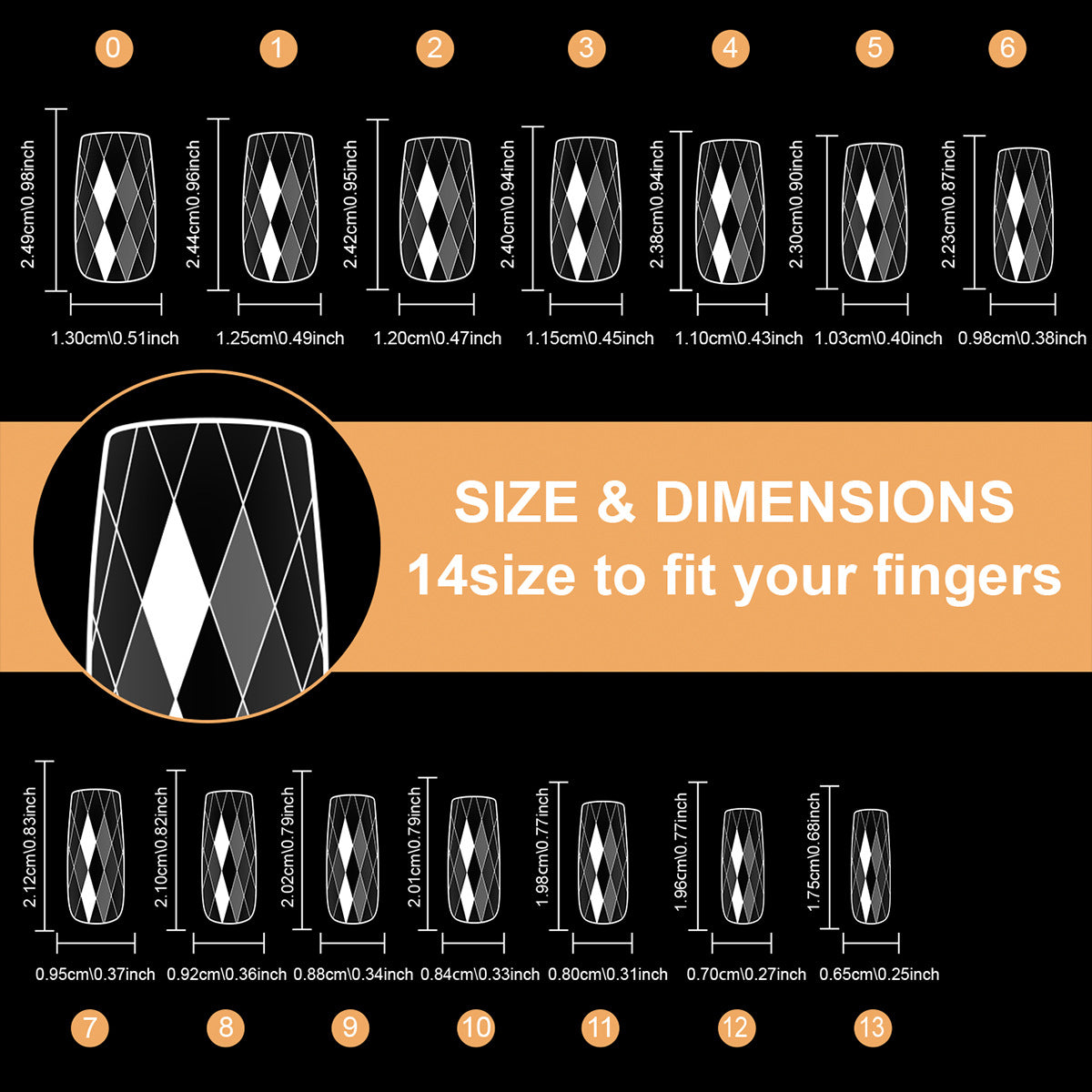Diamond-Shaped Nail Tips 120p