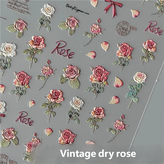 Adorable Floral Nail Stickers: 3D Embossed Design in Instagram Style