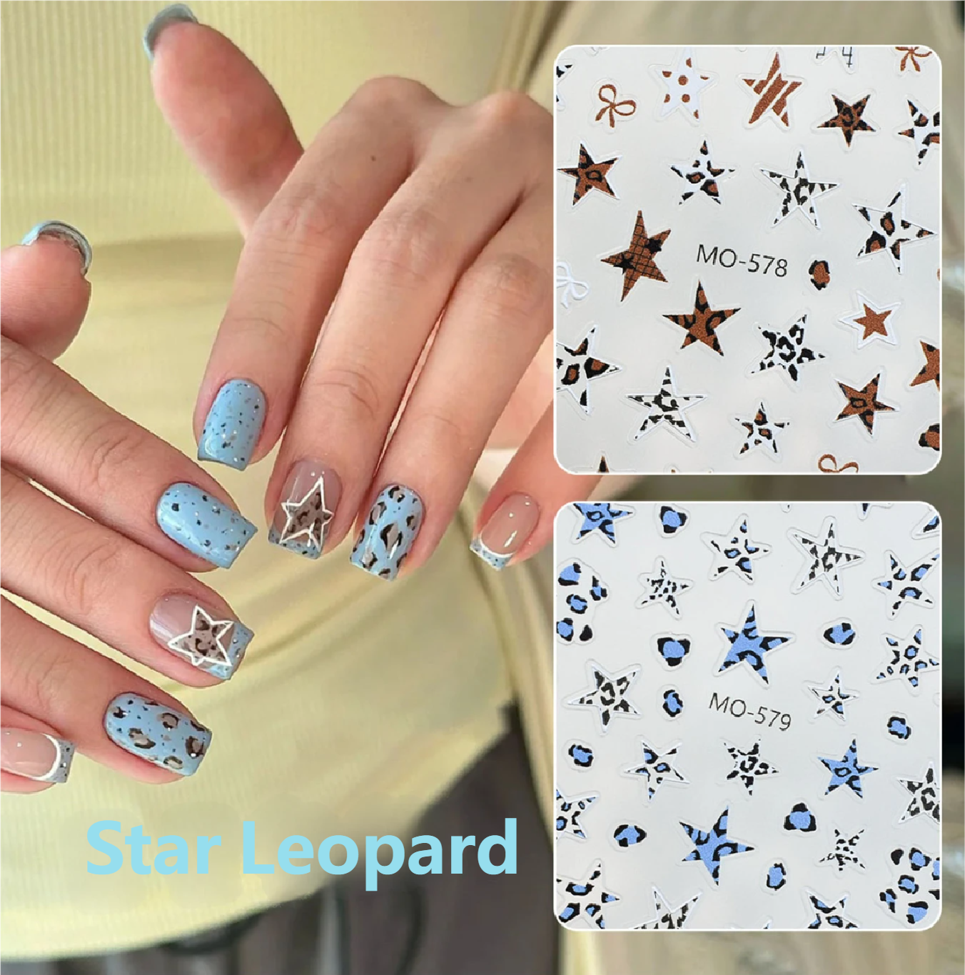 5D Embossed Leopard Star Nail Stickers – DIY Your Dream Manicure in Minutes!