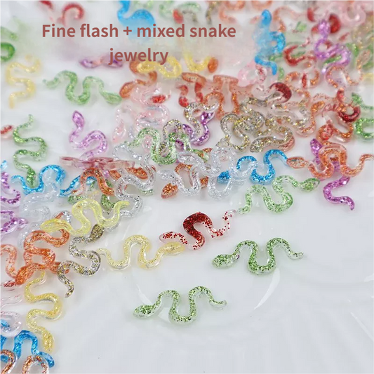Glitter Snake Nail Art Charms - 3D Resin Snake Nail Decor for DIY Manicure Lovers