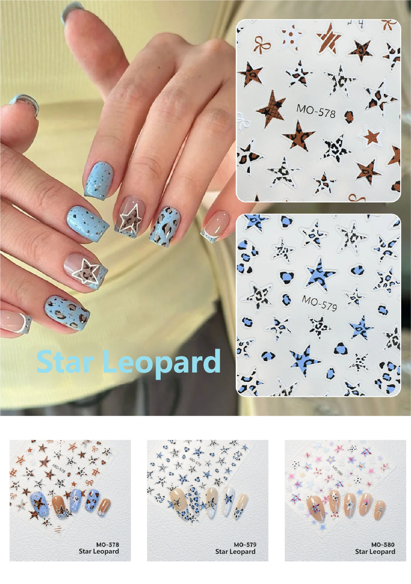 5D Embossed Leopard Star Nail Stickers – DIY Your Dream Manicure in Minutes!