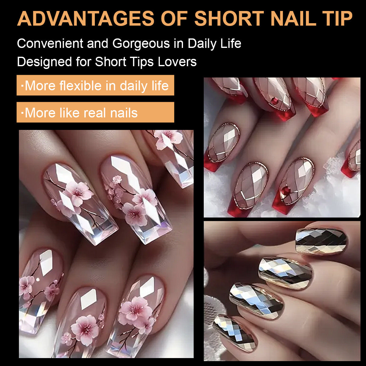 Diamond-Shaped Nail Tips 120p