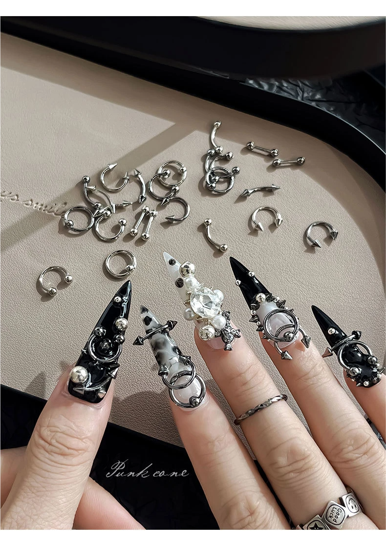 Punk Style Nail Rivet Accessories: Elevate Your Manicure with Edgy Metal Accents