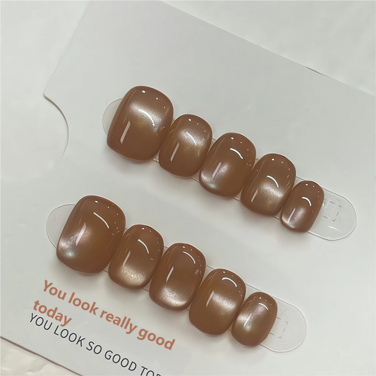 Amber Cat Eye Press - on Nails