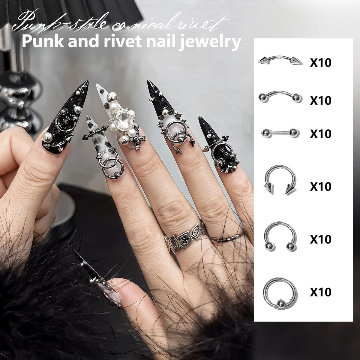 Punk Style Nail Rivet Accessories: Elevate Your Manicure with Edgy Metal Accents
