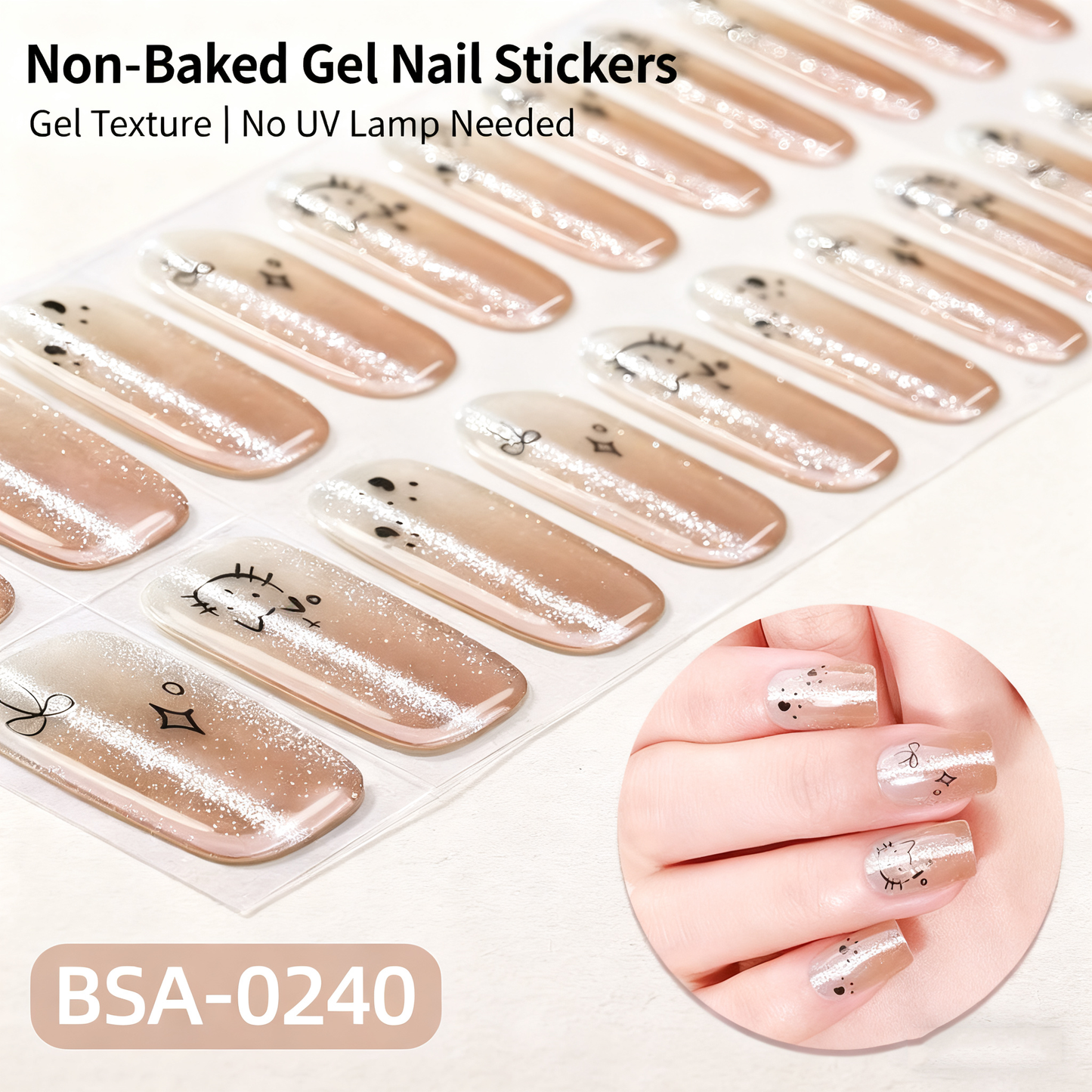 Gel Nail Strips No UV|Spring Nails No LED Lamp Needed Easy Apply & Remove