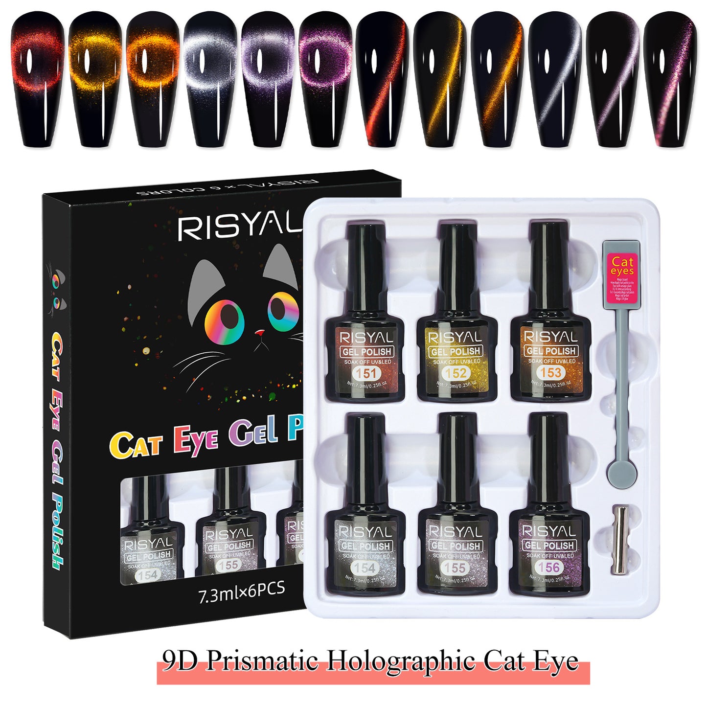 Cat's Eye Glue 6 Sets Phototherapy Glue Cat's Eye Nail Polish