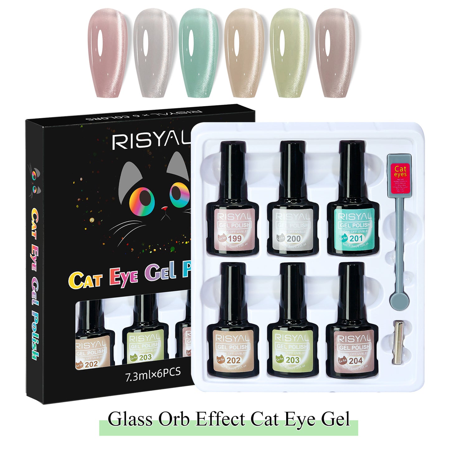 Cat's Eye Glue 6 Sets Phototherapy Glue Cat's Eye Nail Polish