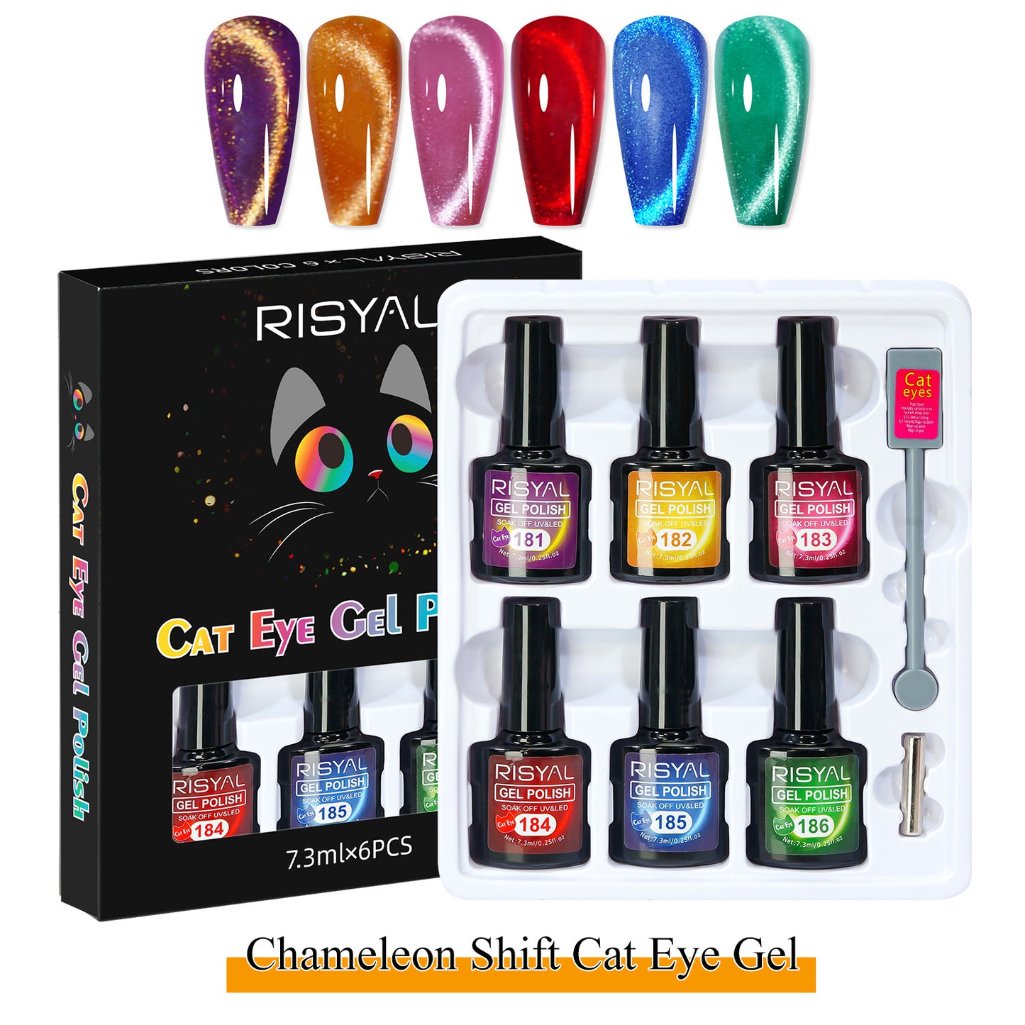 Cat's Eye Glue 6 Sets Phototherapy Glue Cat's Eye Nail Polish