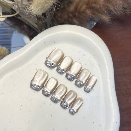 Glitter French Tip Press-On Nails