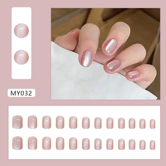 Crystal Cat-Eye Sheer Pink Press-On Nails (24 Pcs/Box)