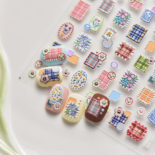 Embossed Nail Art Stickers: Fabric Artistry at Your Fingertips