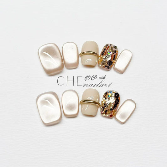 Handmade Press - on Nails:Gentle & Versatile Cat Eye Nail Art