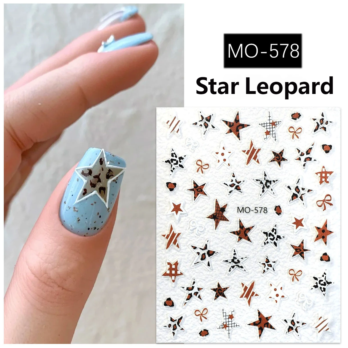 5D Embossed Leopard Star Nail Stickers – DIY Your Dream Manicure in Minutes!